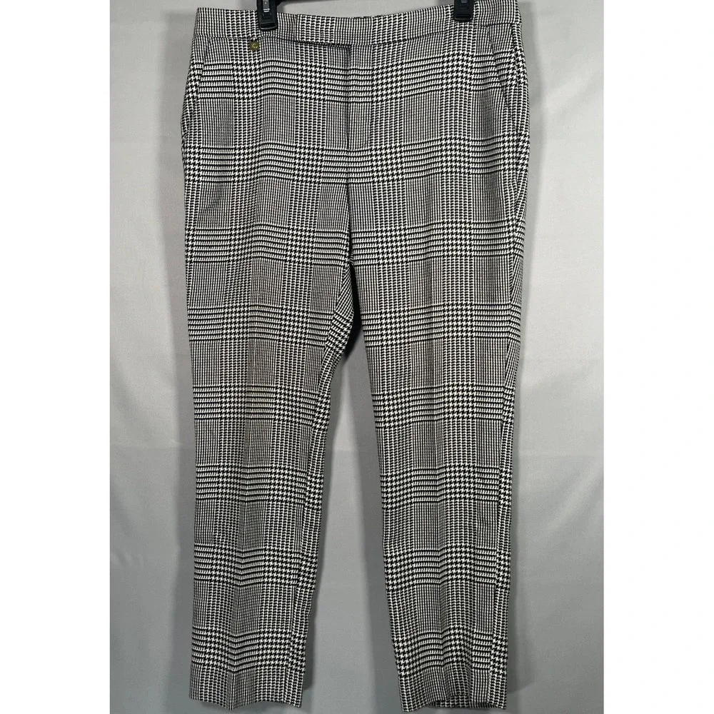 Lauren Ralph Lauren Womens Glen Plaid Trousers Black White Size‎ 10 High Rise